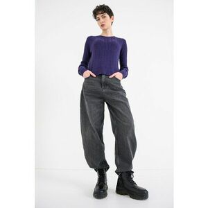 Pulover slim fit cu model torsade - Violet imagine