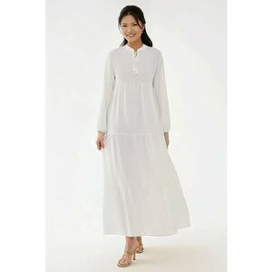 Rochie maxi - texturata - alb - textil imagine