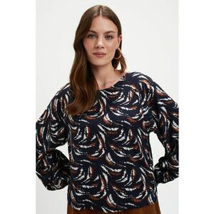 Bluza vaporoasa cu maneci raglan - Albastru ultramarin/Alb optic/Caramel imagine