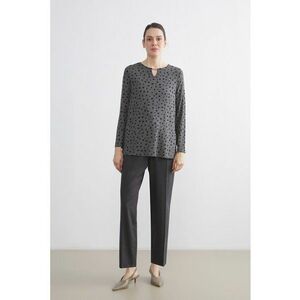 Pantaloni cu snur de ajustare si pensa - Gri antracit imagine