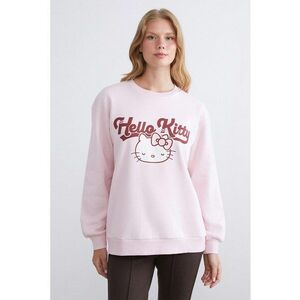 Bluza de trening cu croiala supradimensionata si imprimeu Hello Kitty - Roz imagine