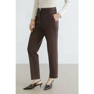 Pantaloni conici cu curea - Maro inchis imagine