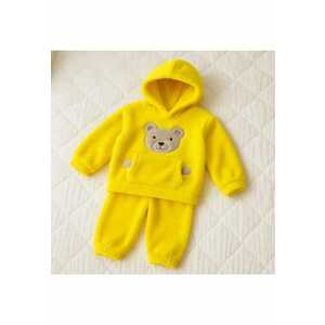 Set pufos hanorac si pantaloni welsoft - yellow - Galben imagine