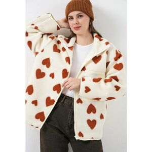 Jacheta dama supradimensionat - buzunare detaliate - textil - ecru/maro imagine