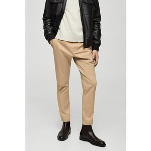 Pantaloni crop chino cu croiala conica - Bej imagine
