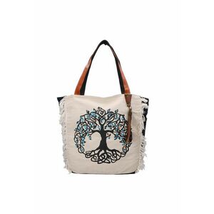 Geanta shopper cu manere de piele - Albastru imagine