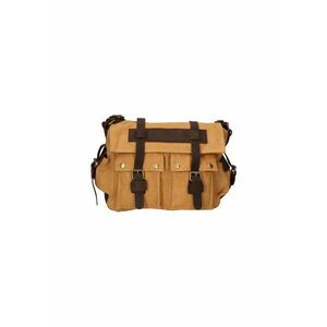 Geanta messenger unisex cu detalii de piele - Caramel imagine