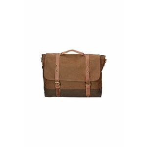 Geanta messenger unisex cu garnituri de piele - Maro taupe imagine