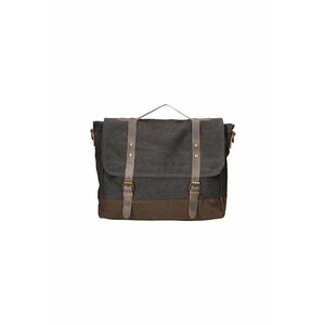 Geanta messenger unisex cu garnituri de piele - Negru imagine