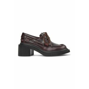 Mocasini din piele cu sireturi - Maro cognac imagine