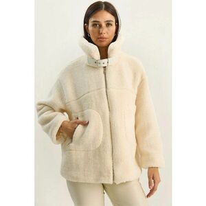 Geaca puffer oversized crem natural - textil - cu inchidere cu fermoar imagine