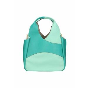 Geanta de piele cu bareta de umar si doua nuante - Verde aquamarin/Verde menta imagine