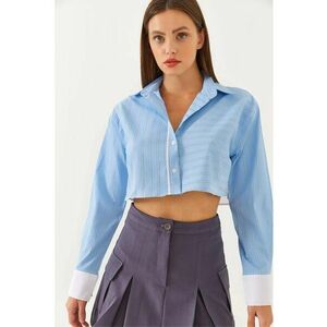 Camasa crop dungi - albastru deschis - textil imagine