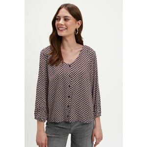 Bluza cu decolteu in V si mansete elastice - Rosu/Negru/Alb optic imagine