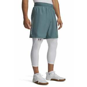 Pantaloni scurti cu logo lateral - pentru fitness Wordmark - Alb/Albastru petrol imagine