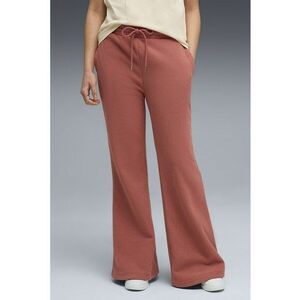 Pantaloni uni de trening cu talie inalta - Rosu stins imagine