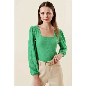 Bigdart - Bluza texturata cu decolteu patrat - Verde imagine