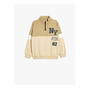 Bluza de trening cu fenta cu fermoar - Maro camel imagine