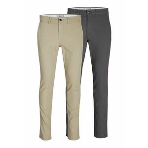 Set de pantaloni chino slim fit Marco - 2 perechi - Maro camel/Gri inchis imagine