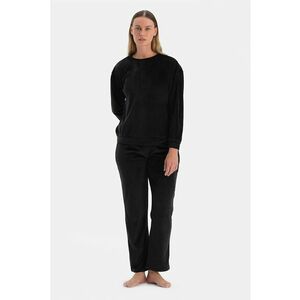 Pijama catifelata cu maneci lungi - Negru imagine