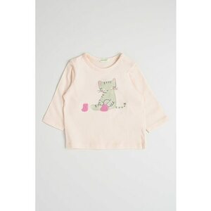 Bluza de bumbac cu detalii in relief - Gri/Piersica imagine