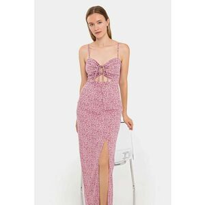 Rochie maxi - Floral - Roz - Viscoza imagine