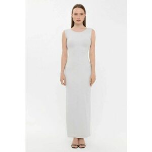 Rochie maxi - Bodycon - Decolteu rotund - Gri - Elastan/Poliamida imagine