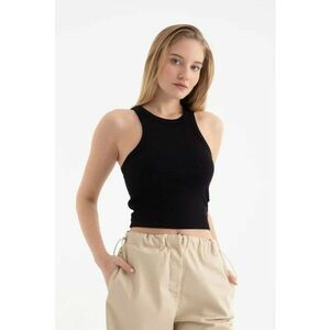 Maiou - fara maneci - guler halter - nervuri - negru - textil imagine
