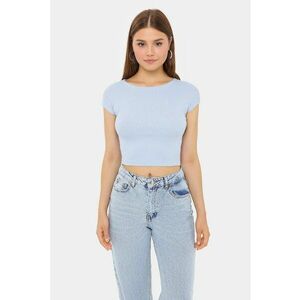 Tricou dama - scurt - maneca scurta - albastru - bumbac imagine