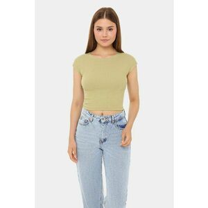 Tricou dama - scurt - maneca scurta - guler rotund - verde - bumbac imagine