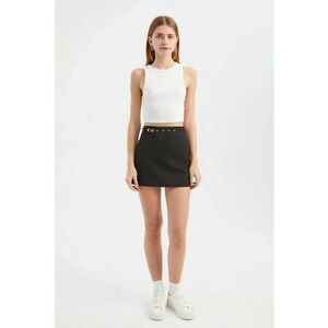 Fusta mini dama talie inalta - textil - negru imagine