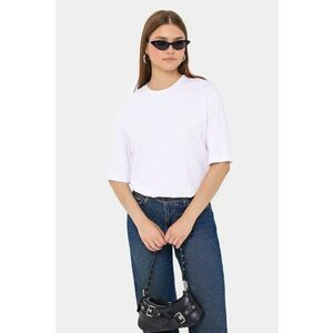Tricou dama - simplu - guler rotund - fermoar spate - alb - bumbac imagine