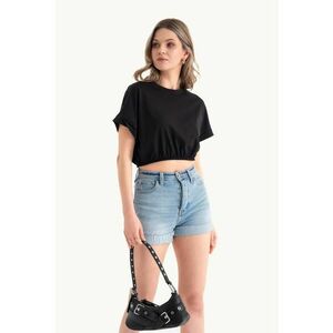 Tricou dama - jerseu - decolteu rotund - negru imagine