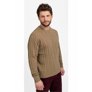 Pulover cu model torsade - decolteu rotund - barbati - S-Roby - Bej - Bej imagine