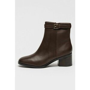 Botine de piele cu fermoar lateral - Maro imagine