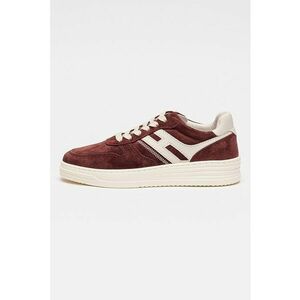 Pantofi sport low-cut din piele intoarsa - Visiniu/Crem imagine