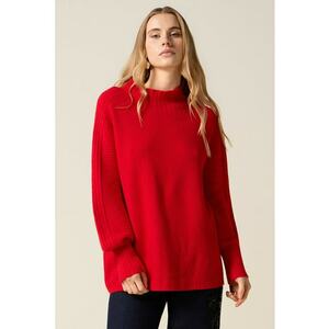 Pulover lejer din tricot - Rosu vermillion imagine