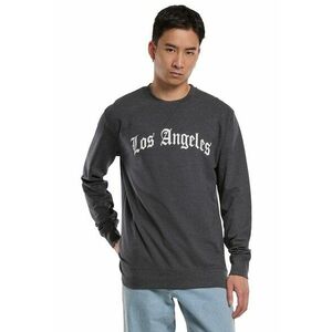 Bluza de trening din amestec de bumbac cu imprimeu text - Gri carbune imagine