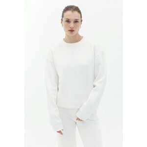 Bluza de trening din amestec de bumbac cu croiala lejera - Alb imagine