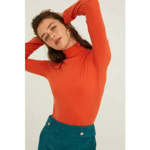 Bluza striata cu guler inalt - Portocaliu mandarina imagine