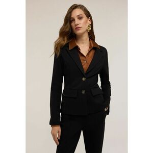 Sacou slim fit cu model uni - Negru imagine