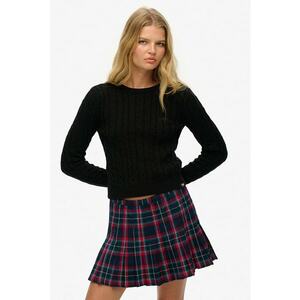 Pulover slim fit cu model torsade - Negru imagine
