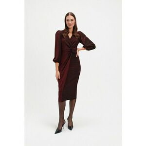 Rochie midi cu maneci bufante - Rosu inchis imagine