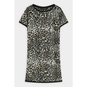 Rochie cu model si maneci scurte - Negru stins/Bej deschis imagine