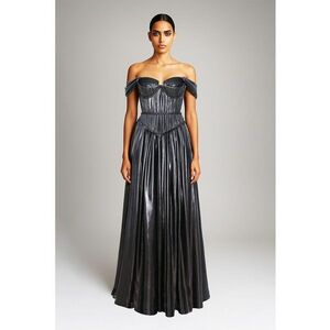 Rochie maxi cu decolteu pe umeri - Negru imagine