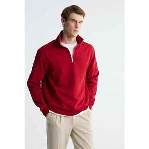 Bluza de trening cu fenta cu fermoar scurt - Rosu imagine