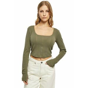 Bluza cu decolteu patrat - Verde masliniu imagine