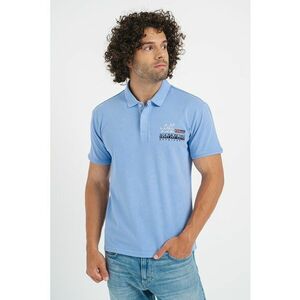 Tricou polo cu imprimeu logo E-Coville - Visiniu/Albastru pastel/Negru imagine