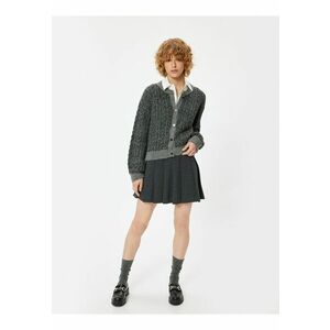 Cardigan cu maneci cazute si model torsade - Gri antracit imagine