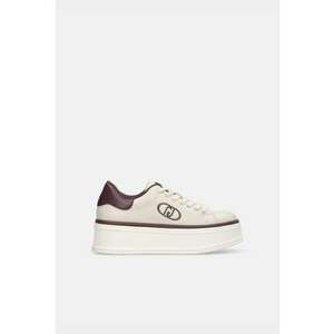 Pantofi sport flatform de piele Selma - Maro/Bej deschis imagine